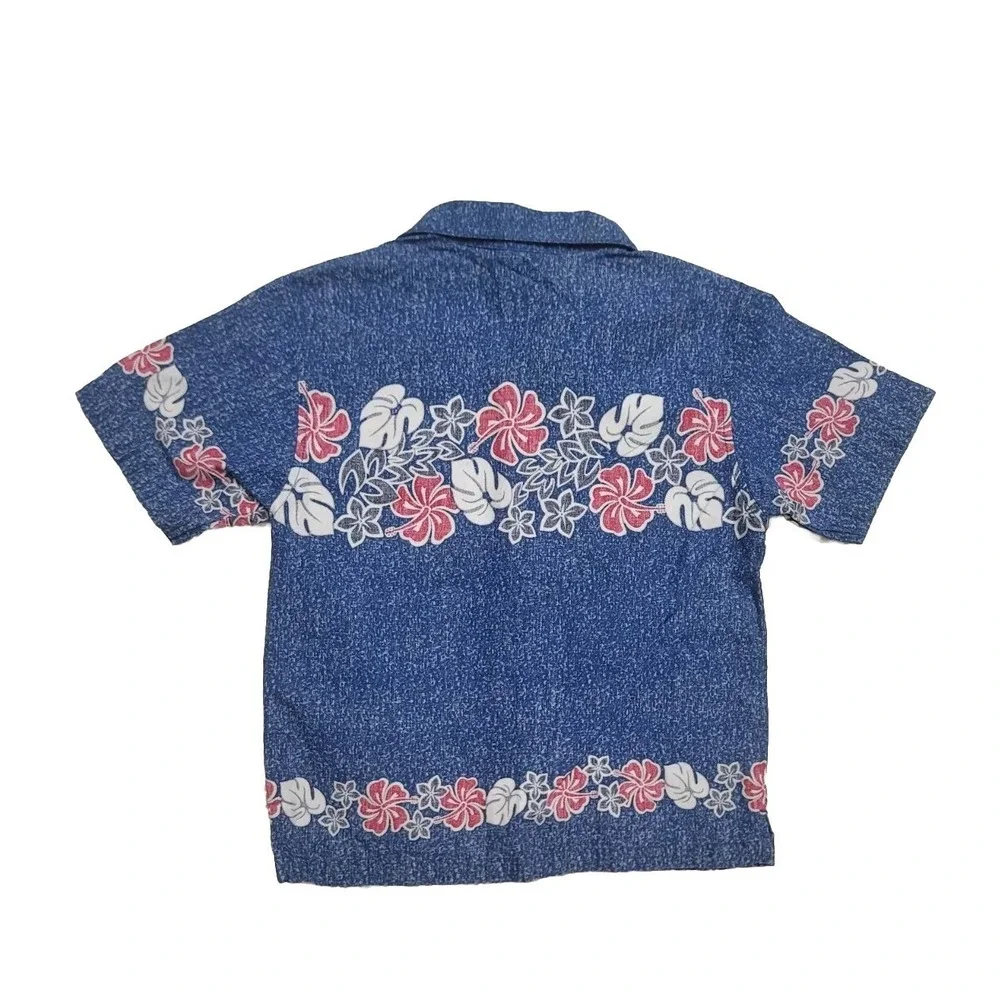 Vintage Gymboree  Hawaiian Shirt 5 Blue Boys ‎ Button Up 2002